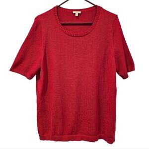 Talbots Woman Red Short Sleeve Sweater Linen Blend 2X